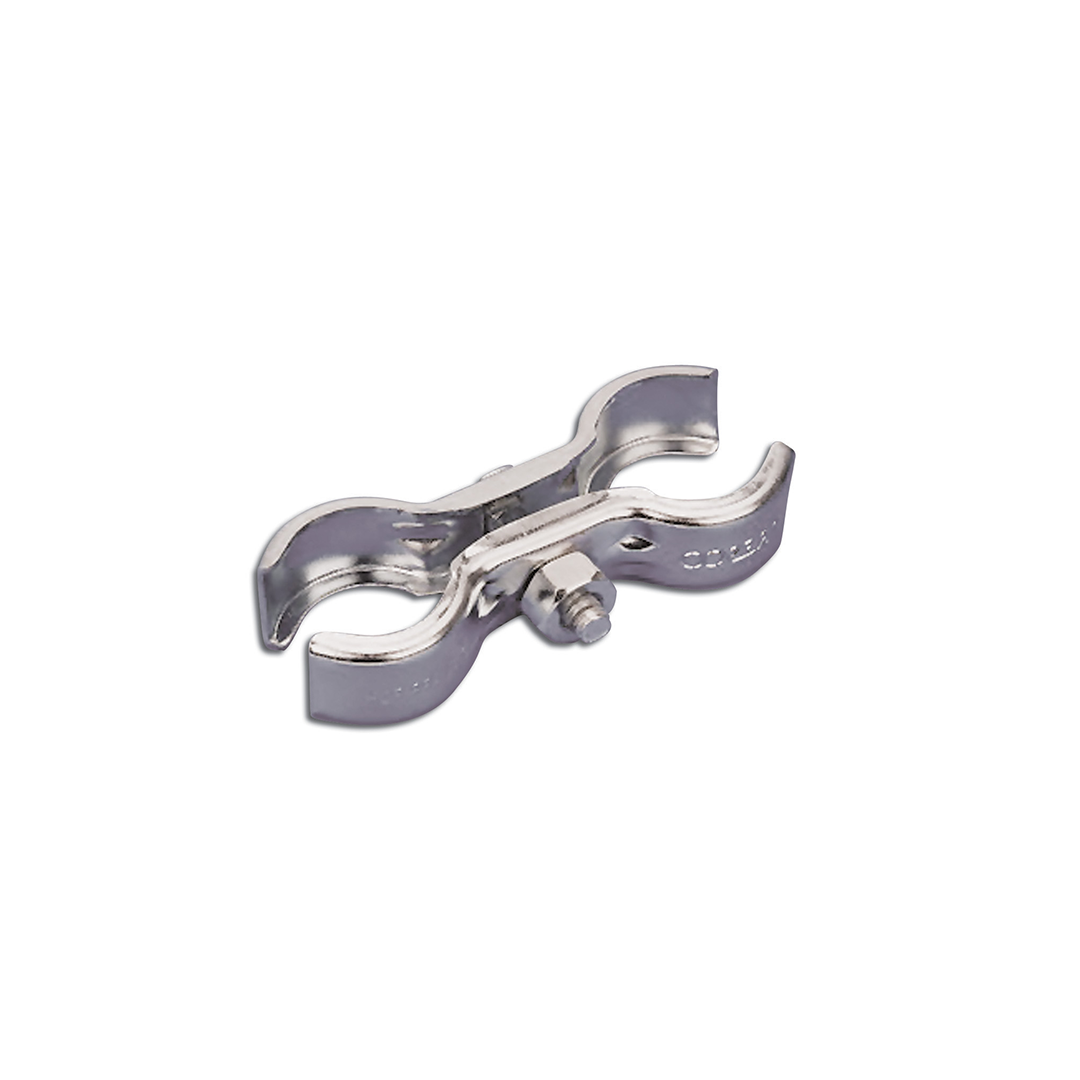 Galvanised steel basic coupler for connecting temporary fencing panels