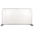 White fence tarpaulin attached to a construction fence on white background, isolated product view