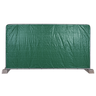 Green fence tarpaulin attached to a construction fence on white background, isolated product view