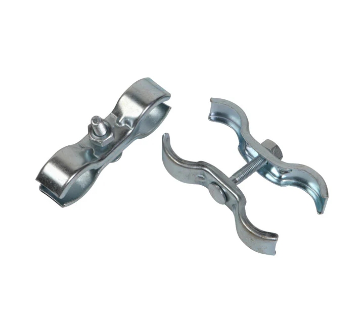 Galvanised steel basic coupler for connecting temporary fencing panels